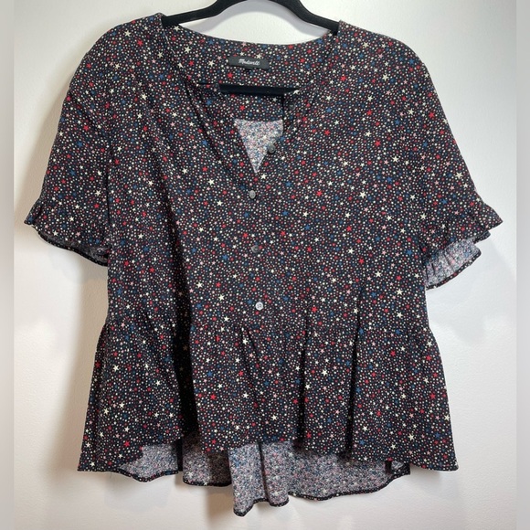 Madewell Tops - Madewell Studio Ruffle Hem Top in Dark Mediterranean Stars Size Medium